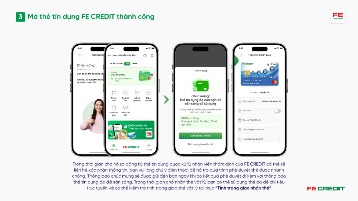 Mở thẻ tín dụng trực tuyến qua ứng dụng FE ONLINE 2.0 nhanh chóng, tiện lợi