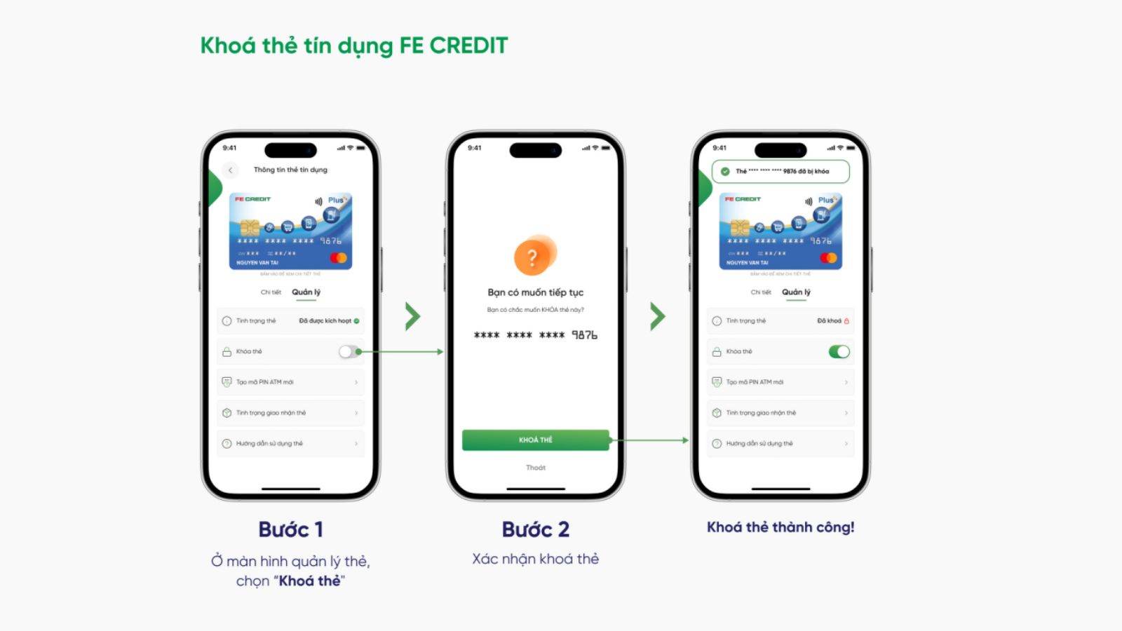 Hướng dẫn khóa thẻ tín dụng FE CREDIT