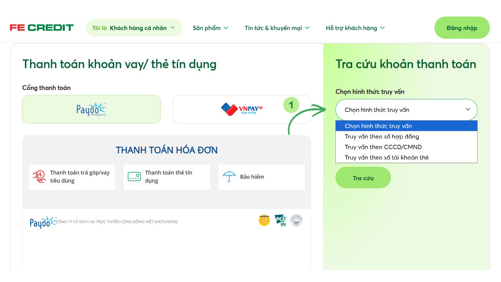 Hướng dẫn tra cứu thẻ tín dụng trên website