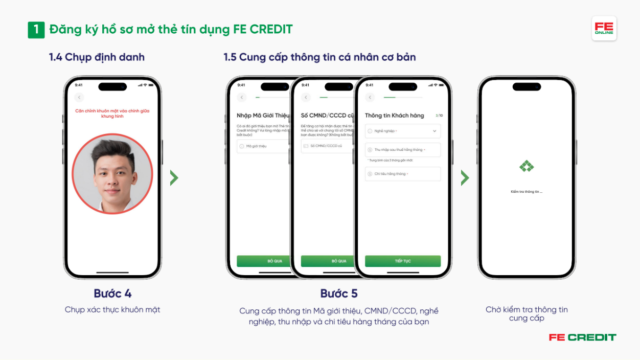 Mở thẻ tín dụng qua ứng dụng FE ONLINE 2.0