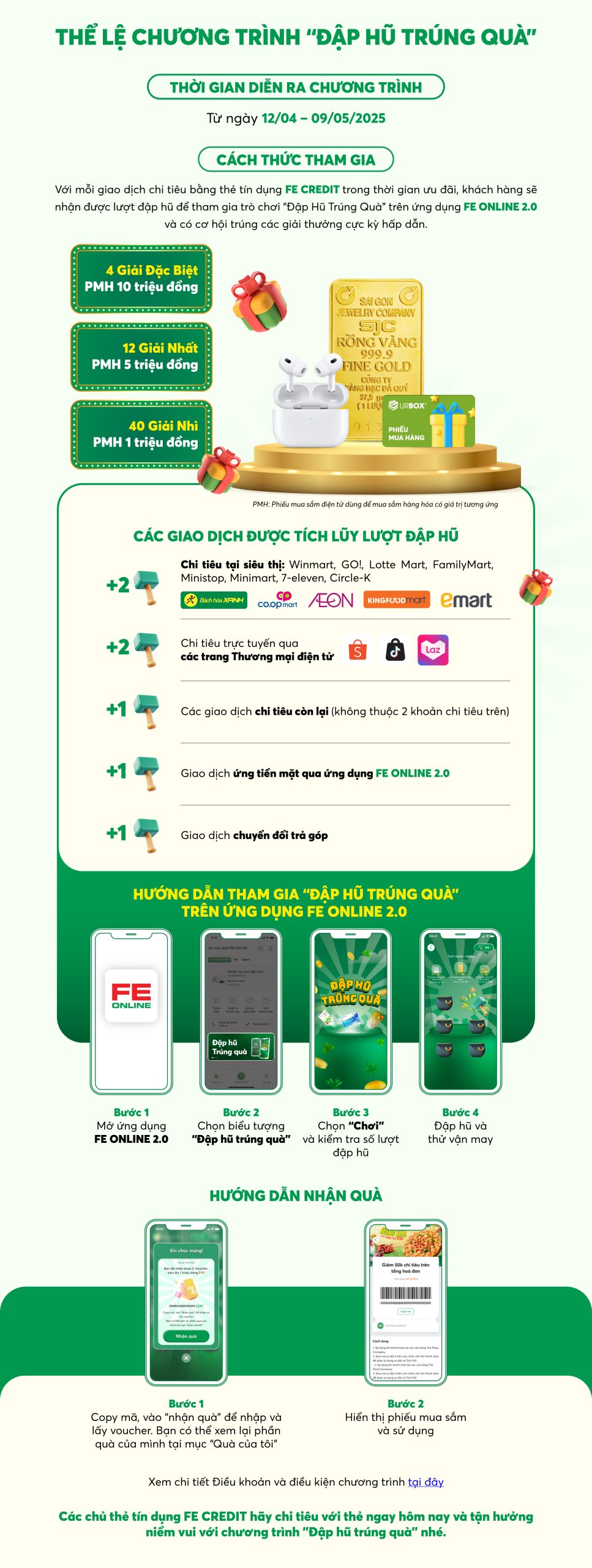 Thể lệ chương trình "Đập hũ trúng quà'