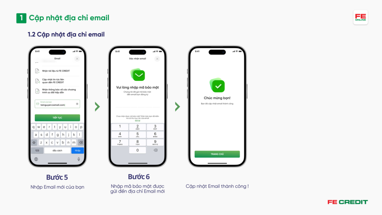 Hướng dẫn cập nhật địa chỉ email trên FE ONLINE