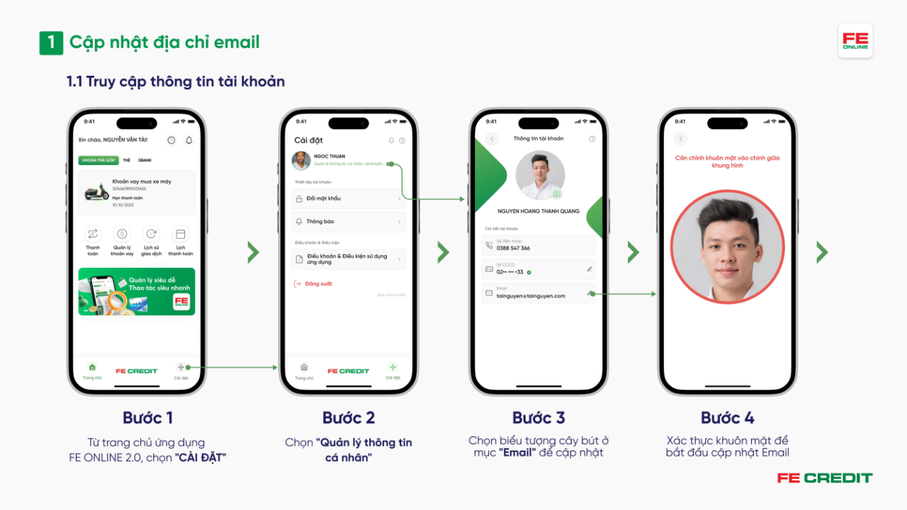 Hướng dẫn cập nhật địa chỉ email trên FE ONLINE