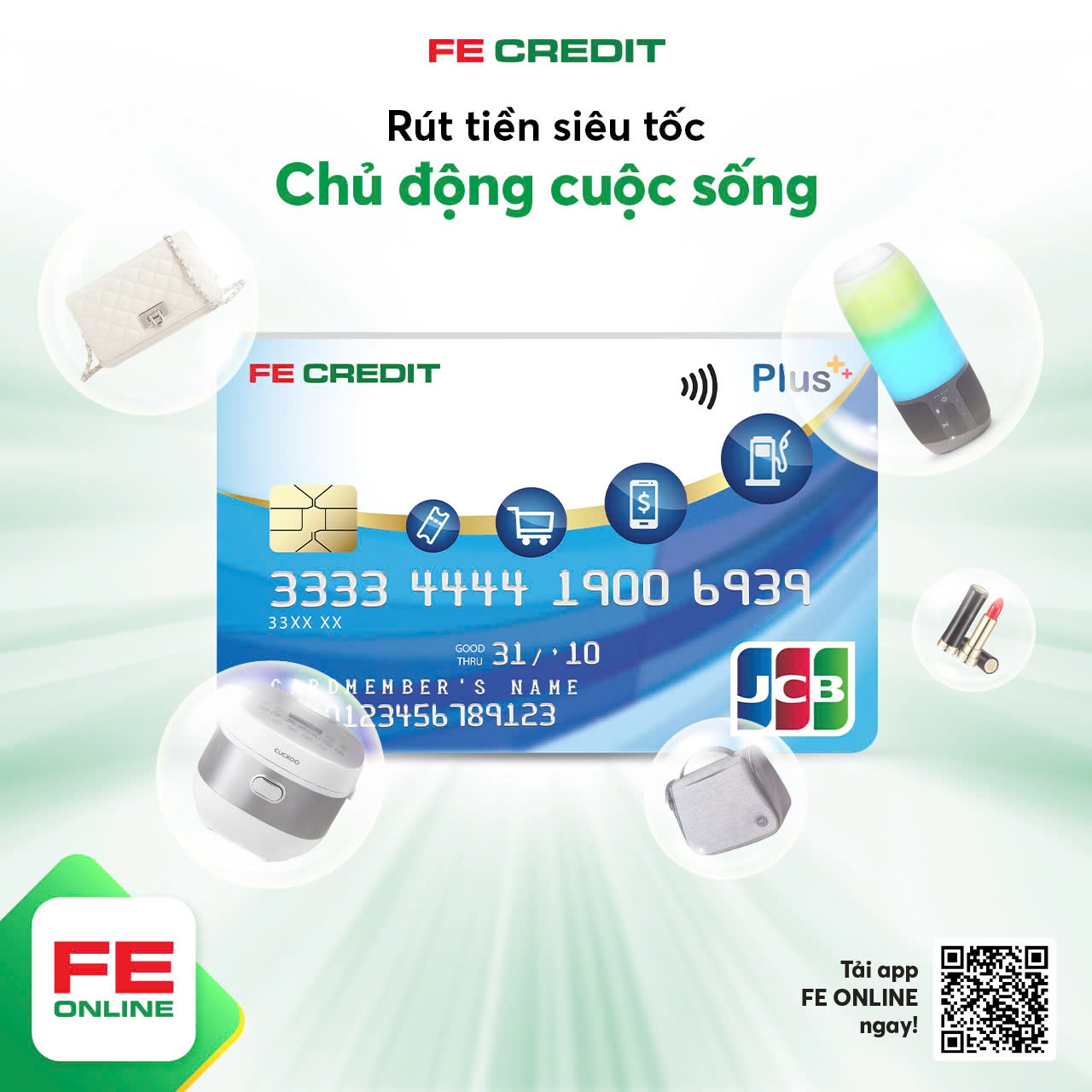 Rút tiền mặt thẻ tín dụng FE CREDIT JCB Plus