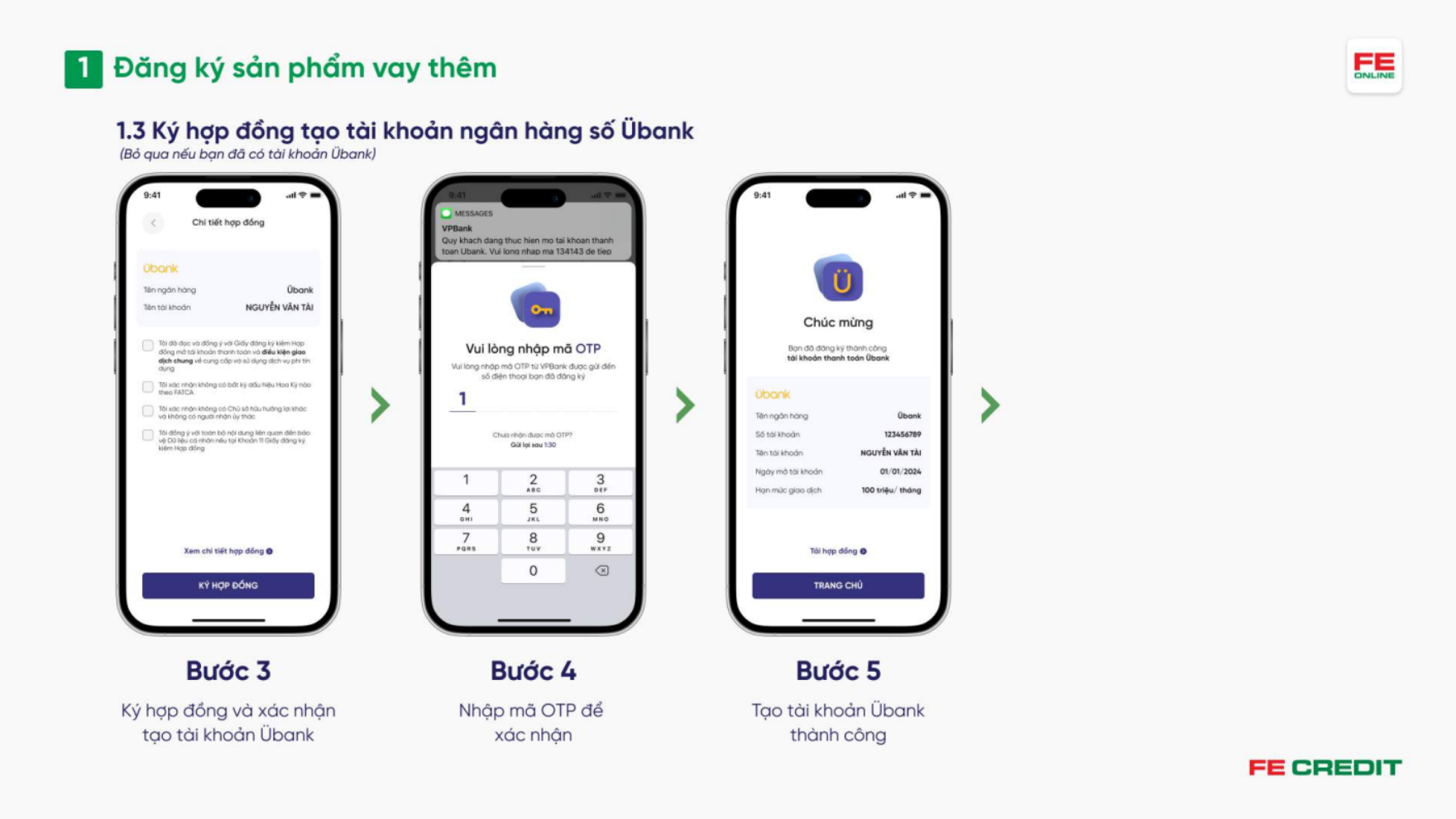 Hướng dẫn đăng ký vay thêm trên ứng dụng FE ONLINE