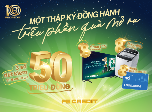 khuyến mãi chương trình Một thập kỷ đồng hành, triệu phần quà mở ra