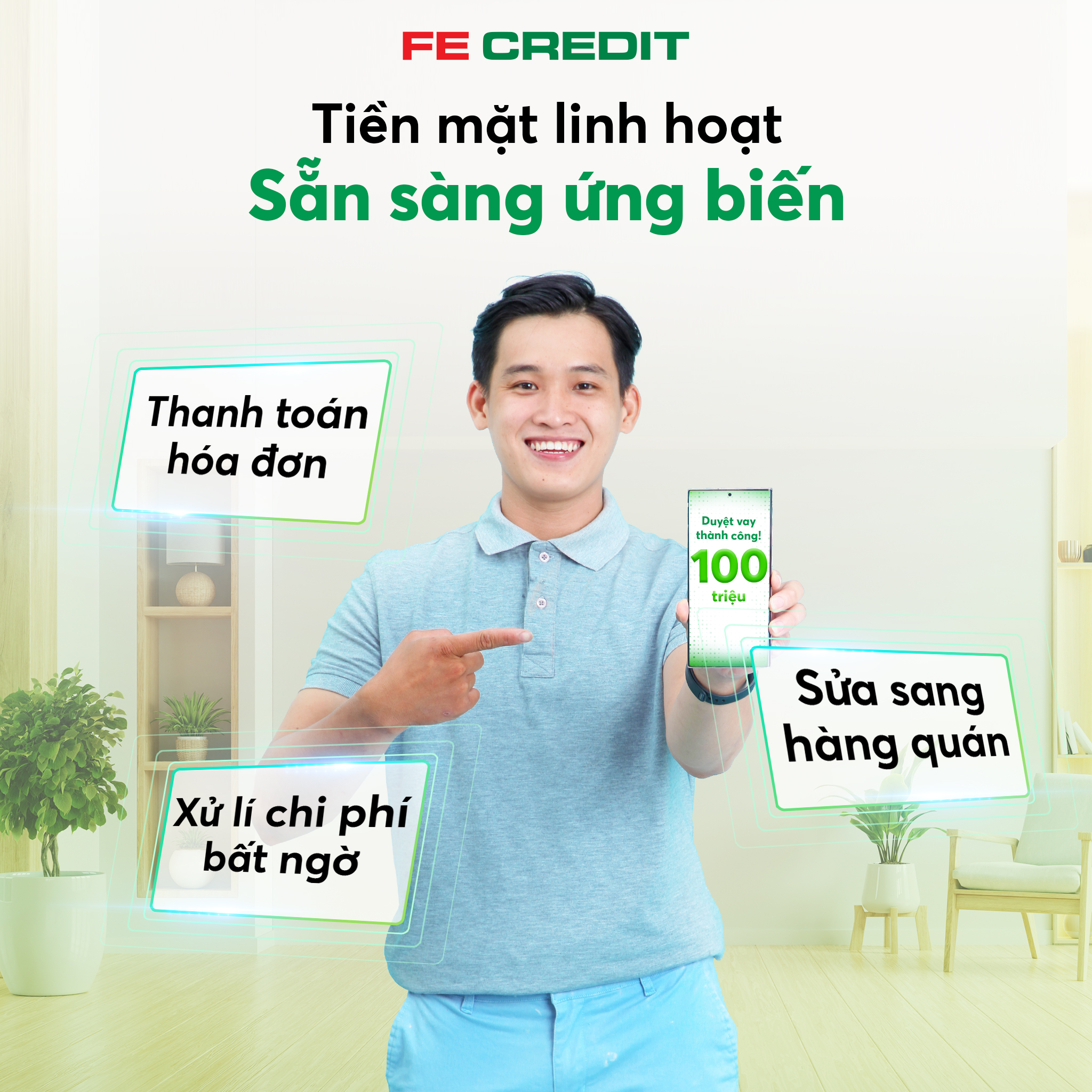 Vay tiền mặt linh hoạt FE CREDIT vô cùng đơn giản